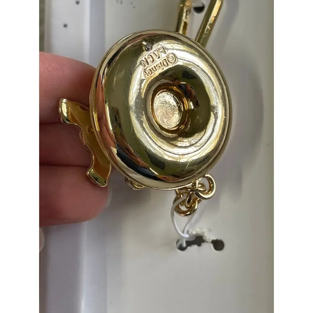 Disney Stitch Donut Floatie Spinner Keychain Charm Clip Gold Tone Sunglasses NEW